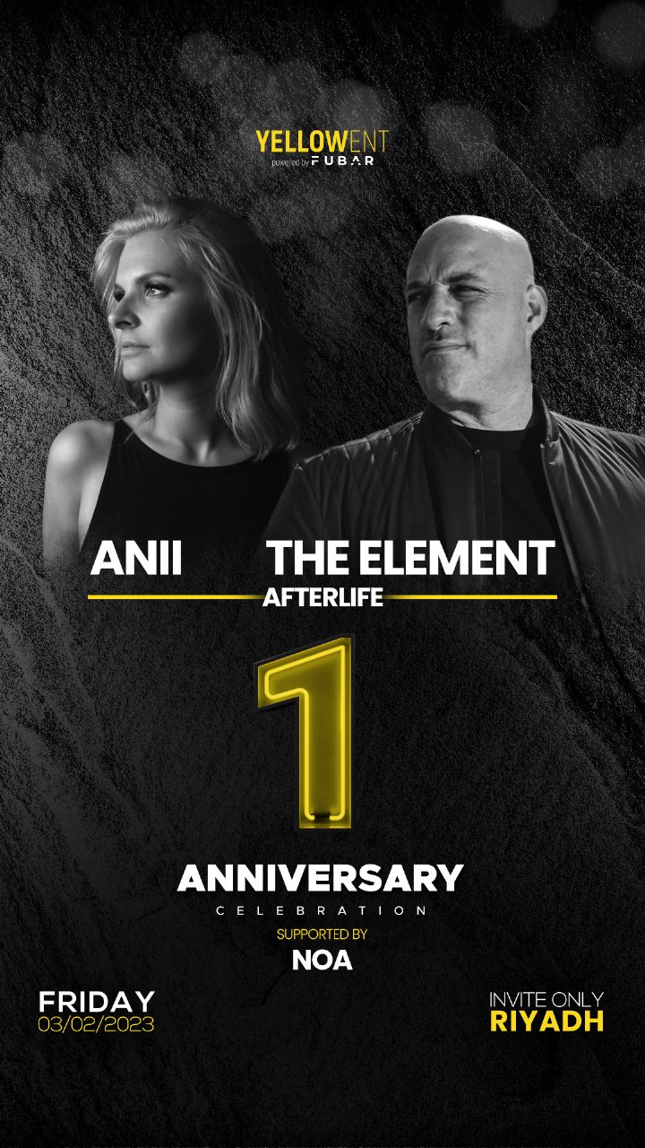 Yellow Plus artist poster with black and yellow treatment.